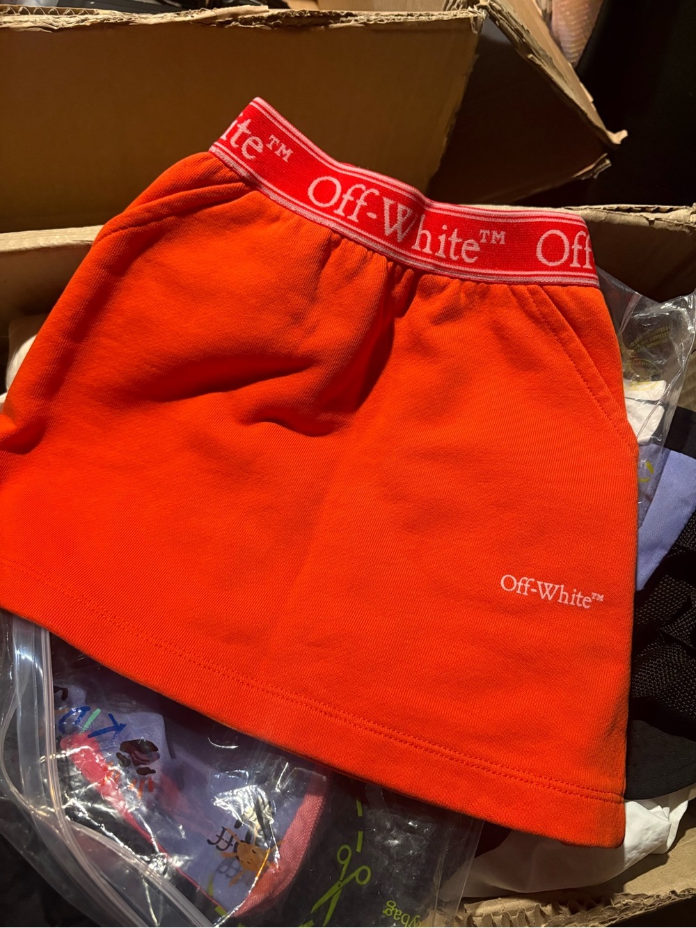 Off-White Kids Bright Orange Logo Waistband Skirt